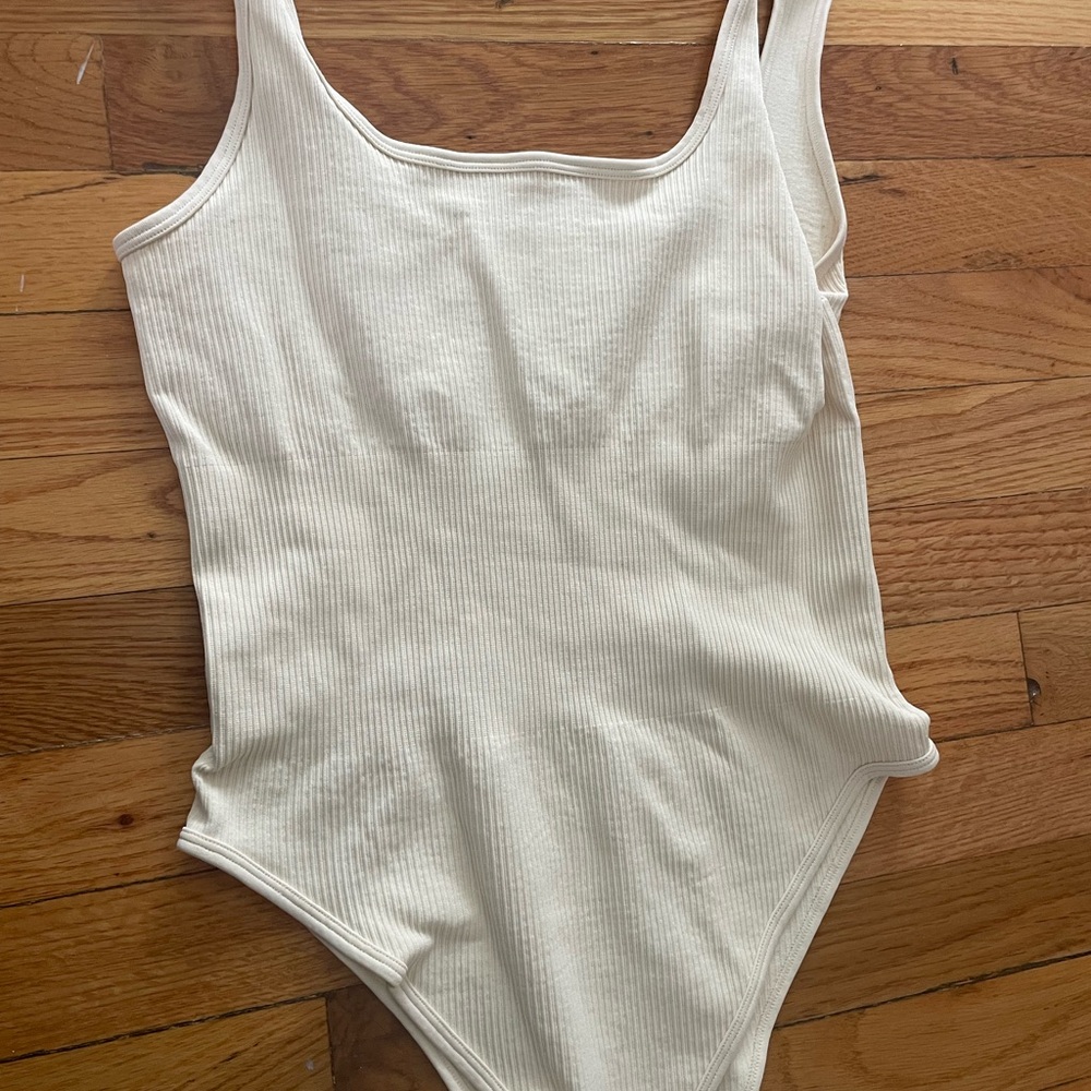 Amazon Women's White Ribbed Bodysuit